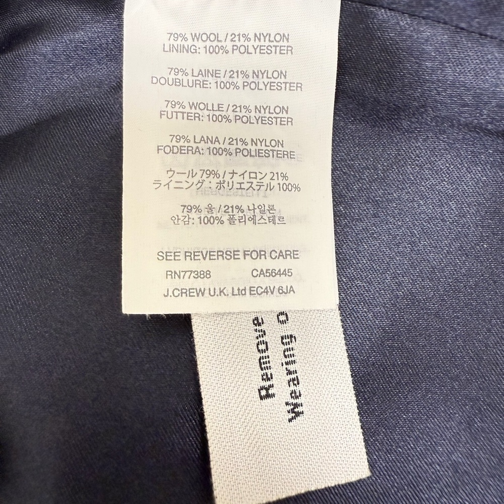 J. Crew Stadium Cloth by Nello Gori Navy Peacoat - Picture 6 of 6